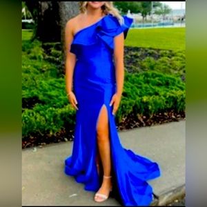 Amelia Couture AC5042 One Shoulder Mermaid Prom Gown, Royal Blue, size 4